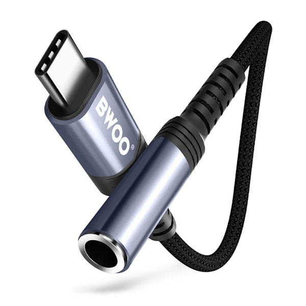 USB-C till 3.5mm Audio Adapter Samsung/Andriod, iPhone 15/16 Mobiler - Svart Black