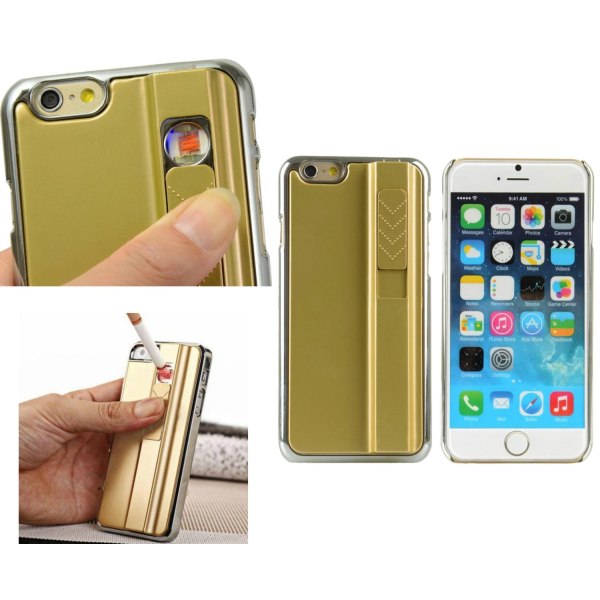 iPhone 6 / 6S - Bagcover med indbygget cigarettænder - Guld Gold