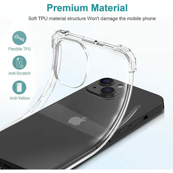 iPhone 15 - Bumper Extra Stöttåligt Slim Mjuk Skal Transparent