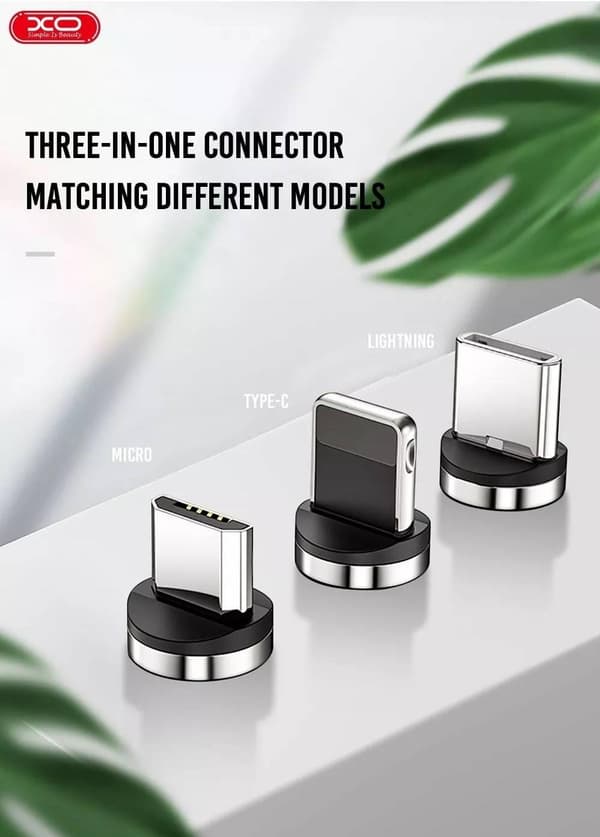 Magnetic 3in1 Lightning / USB-C 2.4Amp Laddningskabel -100cm Black