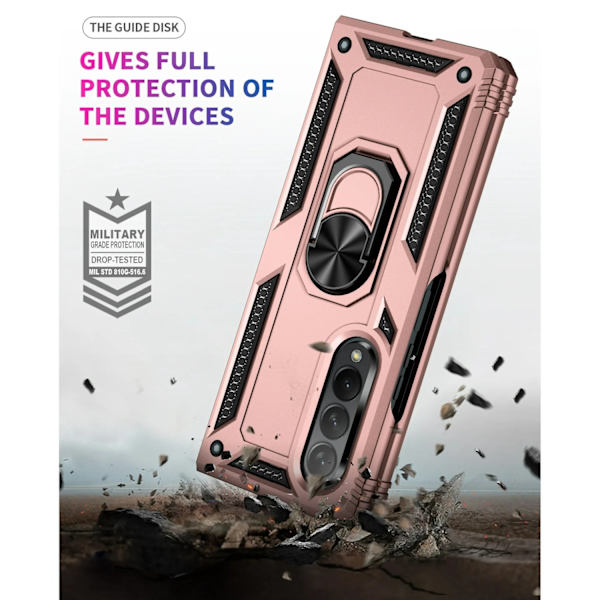 Samsung Galaxy Z Fold 3 - Stötsäker Ring Armor Stand Slimmt mobilskal Roseguld Rosa guld