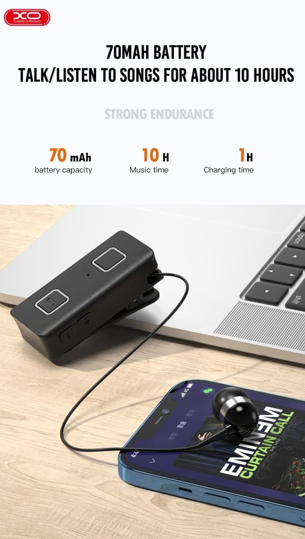 XO LAVALIER Smart Business Bluetooth-hörlurar. Black