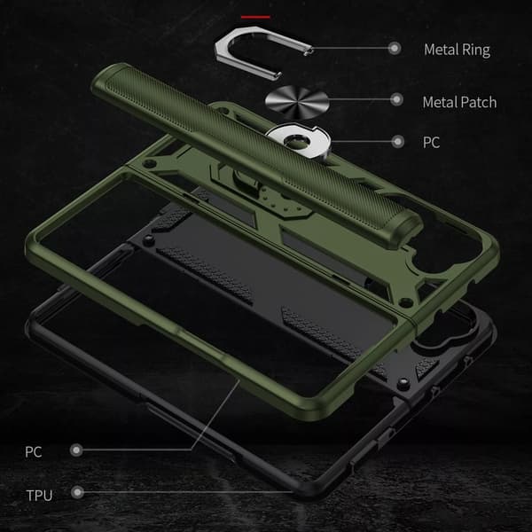 Samsung Galaxy Z Fold 6 - Stötsäker Ring Armor Stand Slimmt mobilskal Grön Grön