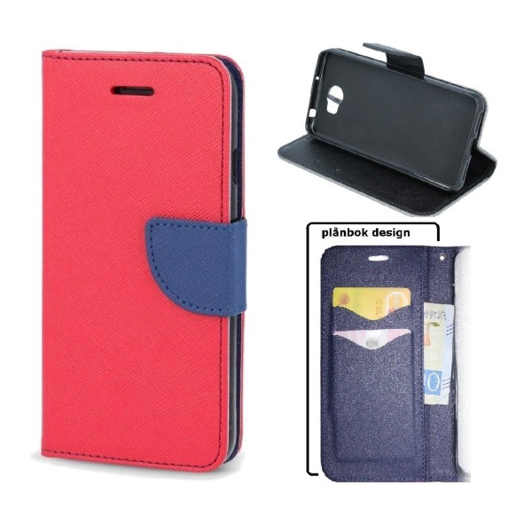 Samsung Galaxy A22 5G - Smart Fancy Mobilplånbok - Röd/Marinblå Röd