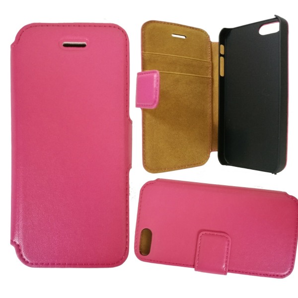 iPhone 5 / 5s / SE - Eco-Läder Snyggt Mobilplånbok - Rosa Pink