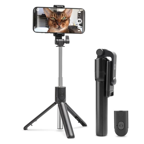 Bluetooth Tripod Selfiepinne / Mobilstativ med Fjärrkontroll Black