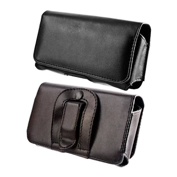 Eco-Läder Mobil Bältesfodral för mobil storlek till 5.7" Black