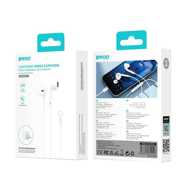 Kompatibel iPhone in-ear hörlurar, iPhone X/11/12/13/14 - Vit Vit