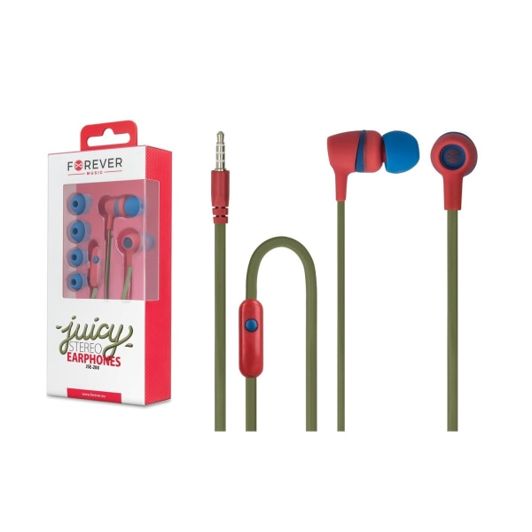 Forever Stereo In-ear hovedtelefoner med mikrofon Juicy JSE-200 Casual Red