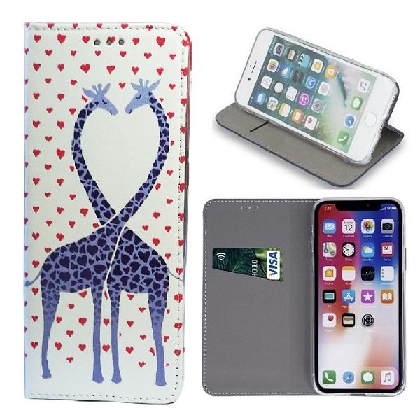 iPhone X / XS - Smart Trendy Sweet Hearts Flip Case Mobilplånbok Vit