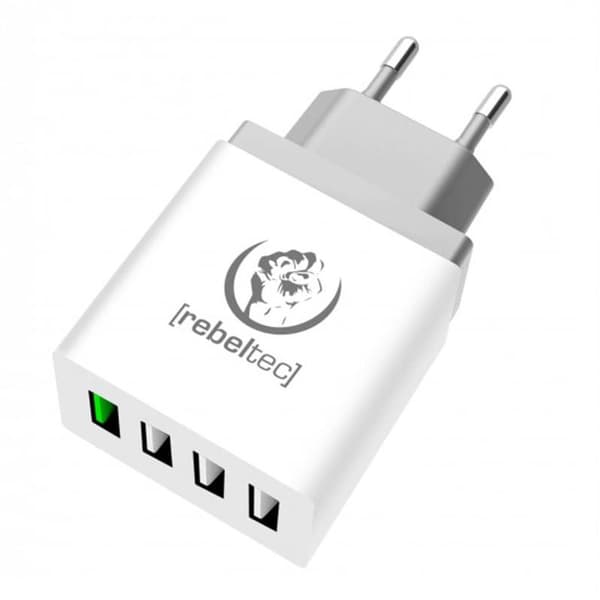 iPhone, Samsung Turbo QC 3.0 Rebeltec Väggladdare 4xUSB Vit Vit
