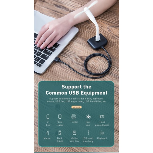 BASEUS Square Round USB Hub with Power Supply Interface Svart