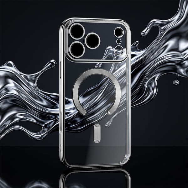 iPhone 18 Pro Max / iPhone 17 Pro Max - MagSafe-kompatibelt Chrome Skal - Silver Transparent