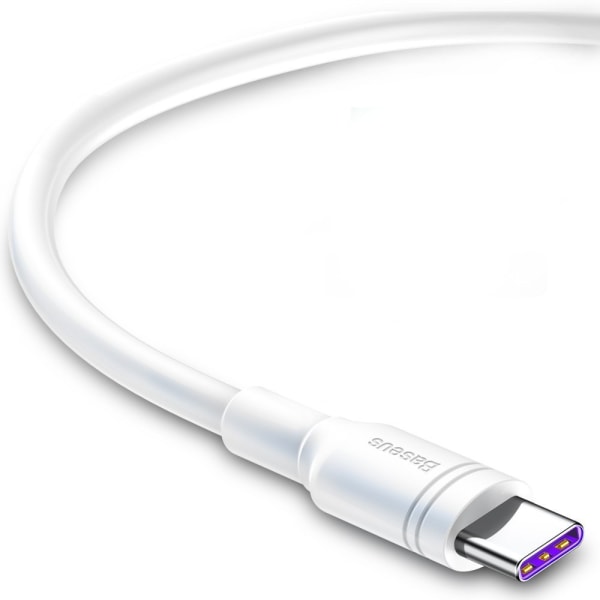 Baseus USB-C 5 Amp Double Ring QuickCharge -latauskaapeli -50cm White
