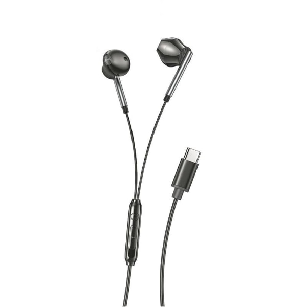 USB-C In-Ear Hörlurar med Mikrofon iPhone 15,16 /Samsung /Android Black