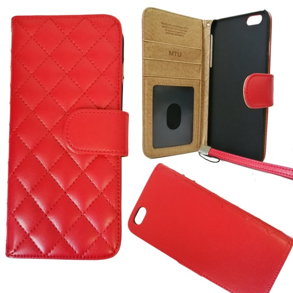 iPhone 6 Plus / 6s Plus - Eco-Läder Flip Case Mobilplånbok Red