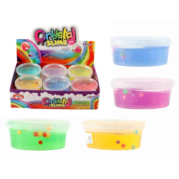 12-Pack Crystal Slajm / Slime med Pärlor Multicolor