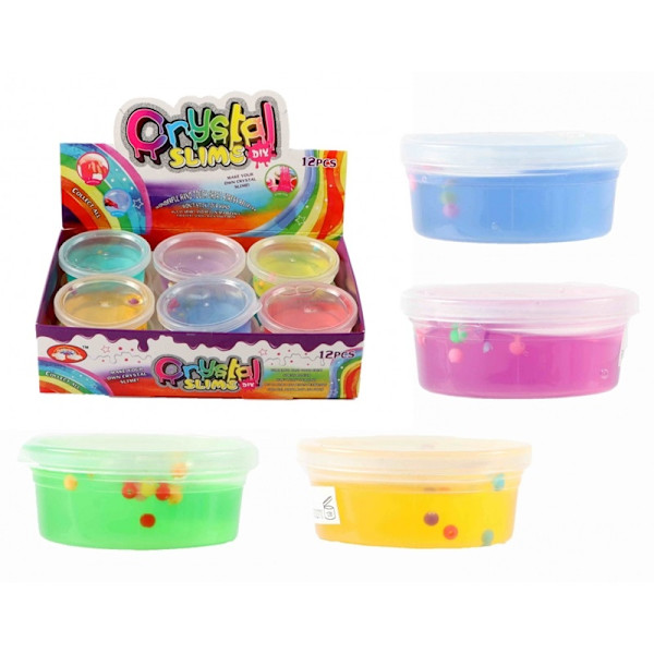 12-Pack Crystal Slajm / Slime med Pärlor multifärg