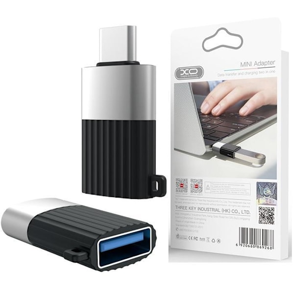 XO USB-C / Typ-C till USB OTG-Converter Adapter Kontakt Svart