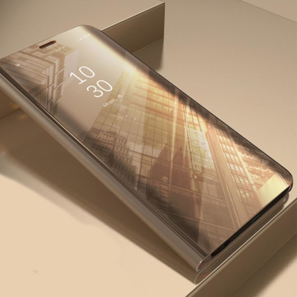Huawei P40 Lite E - Smart Clear View Case - Guld Gold