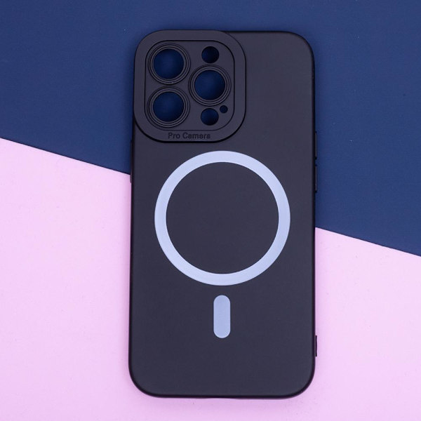iPhone 12 Pro Max - Magasafe Silicon Slim Mjuk Skal Svart Svart