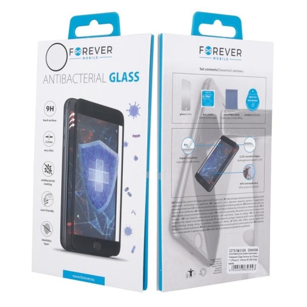 iPhone 12 PRO MAX - Antibakteerinen karkaistu lasi - musta kehys Transparent
