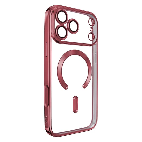 iPhone 18 Pro / iPhone 17 Pro - MagSafe-kompatibelt Chrome Skal - Dark Cherry Transparent