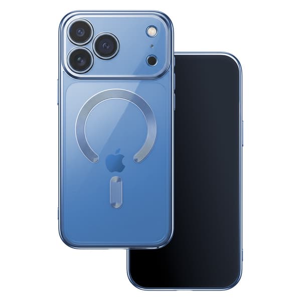 iPhone 18 Pro / iPhone 17 Pro - MagSafe-kompatibelt Chrome Skal - Sky Blue Transparent