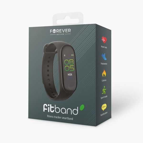 Forever Fitband Smart Bluetooth Fitness Tracker - Sort Black