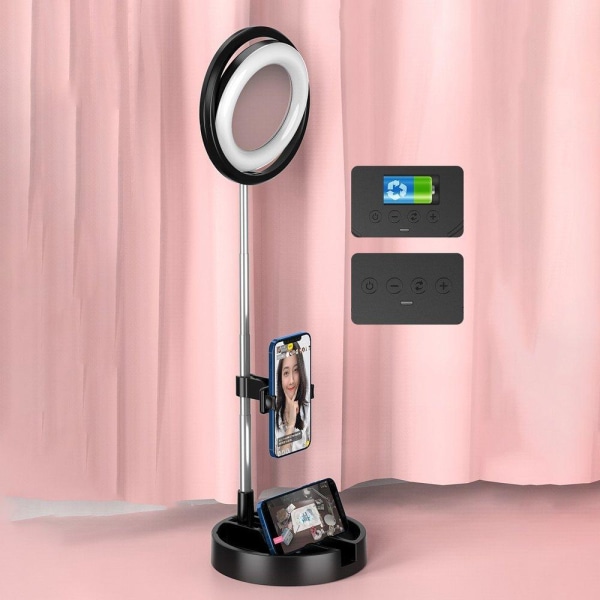 Professionell Live Stream Selfie / Ring LED-lampa Mobilt Stativ Vit