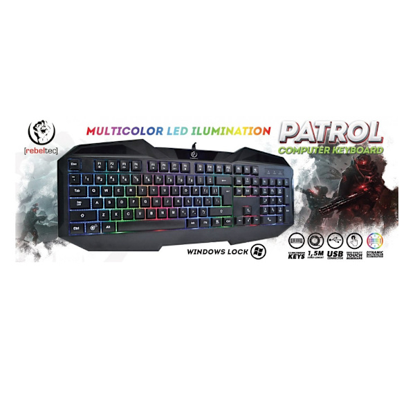 Rebeltec Patrol Baggrundsbelyst Keyboard - Sort Black