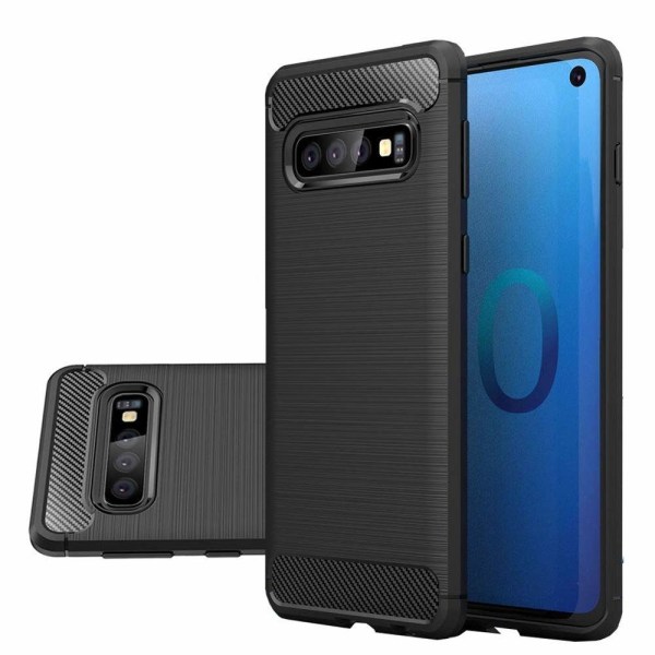 Samsung Galaxy S10 Plus - Fleksibelt Carbon Soft TPU Cover - Sort Black