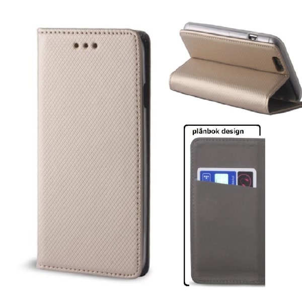 Huawei Y5 (2018) - Smart Magnet Flip Case Mobilplånbok - Guld Guld