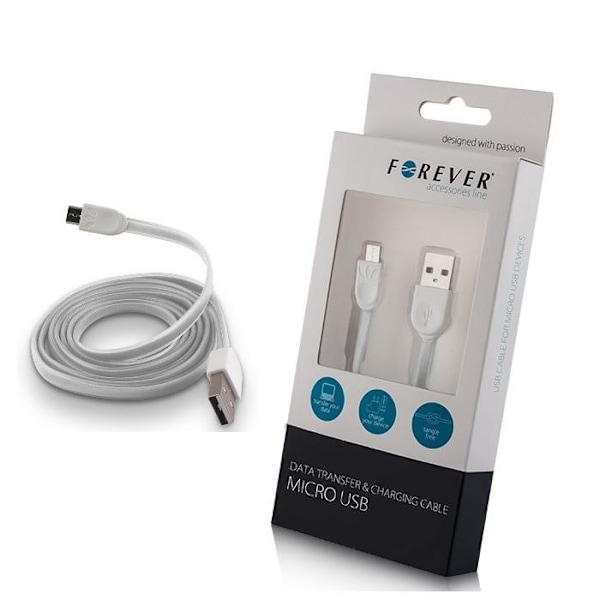 Forever Micro USB Data SYNC Kabel 100cm - Vit Vit