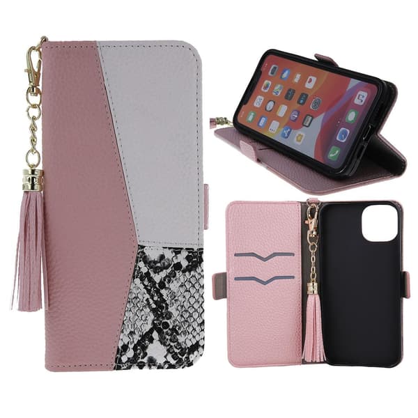 iPhone 14 Plus - Smart Charms -kotelo mobiililompakko vaaleanpunainen Multicolor