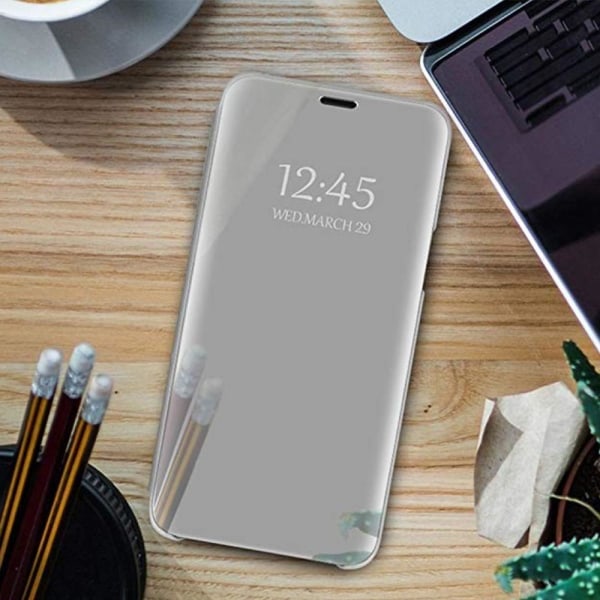Samsung Galaxy A41 - Smart Clear View -kotelo - hopea Silver