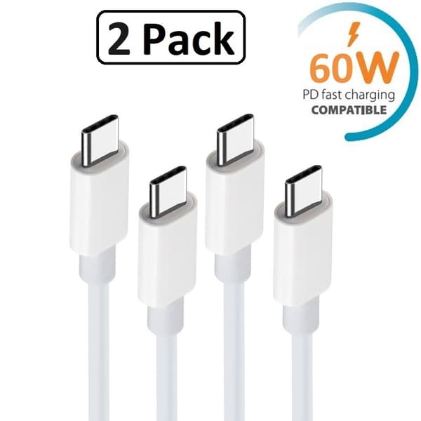 [2-Pack] iPhone 15/16/17/18 kompatibel 60W PD USB-C Snabbladdning kabel -1m White