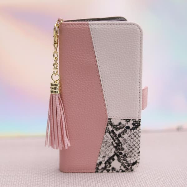 iPhone 14 Plus - Smart Charms Fodral Mobilplånbok Rosa multifärg
