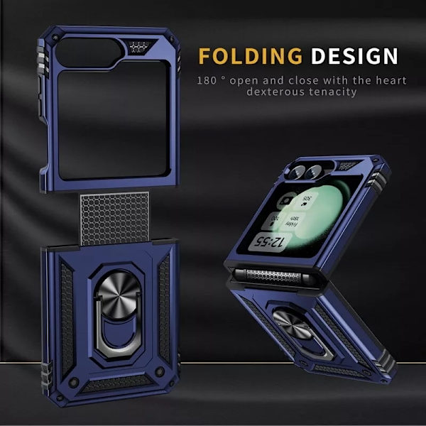 Samsung Galaxy Z flip 4 / Flip 3 - Stötsäker Ring Armor Stand mobilskal Svart Svart