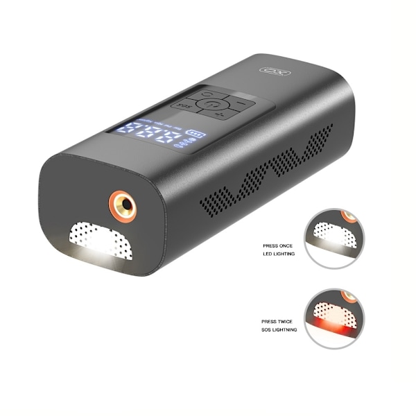 XO Trådlös 6000mAh hjul/däckpump Luftkompressor Svart