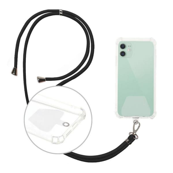 Universal Crossbody Nylon Patch Neck Strap Lanyards Rope för Mobile Black