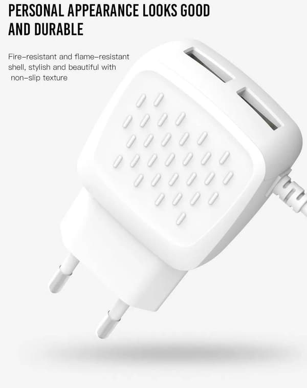 iPhone 2,1Amp 2XUSB Snabbladdning Väggladdare  + Lightning Kabel White