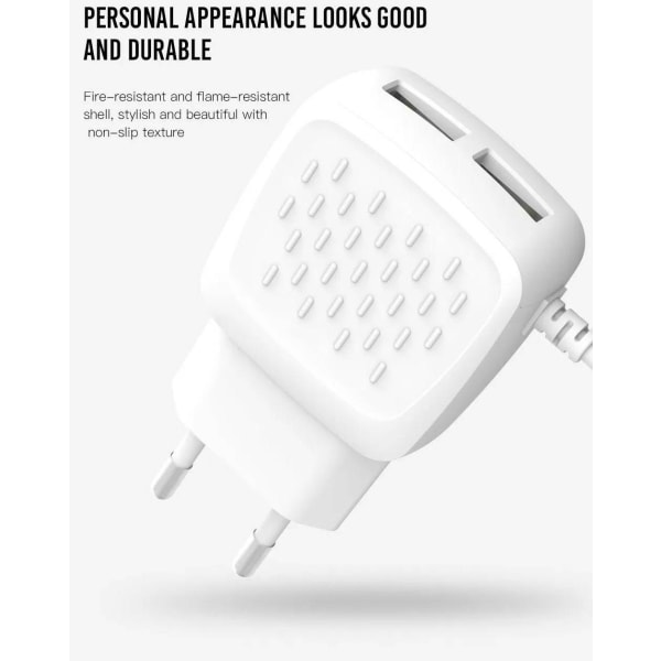 iPhone 2.1Amp 2XUSB Hurtigopladning vægoplader + Lightning-kabel White