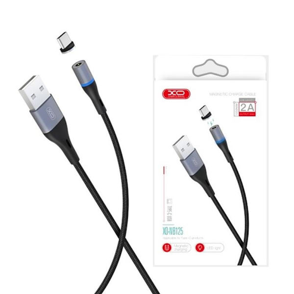 Magneettinen USB-C XO -latauskaapeli Samsung/Android-matkapuhelimelle Black