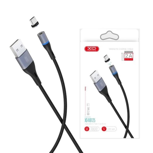 USB-C XO Magnetic Laddningskabel för Samsung /Android mobil Svart