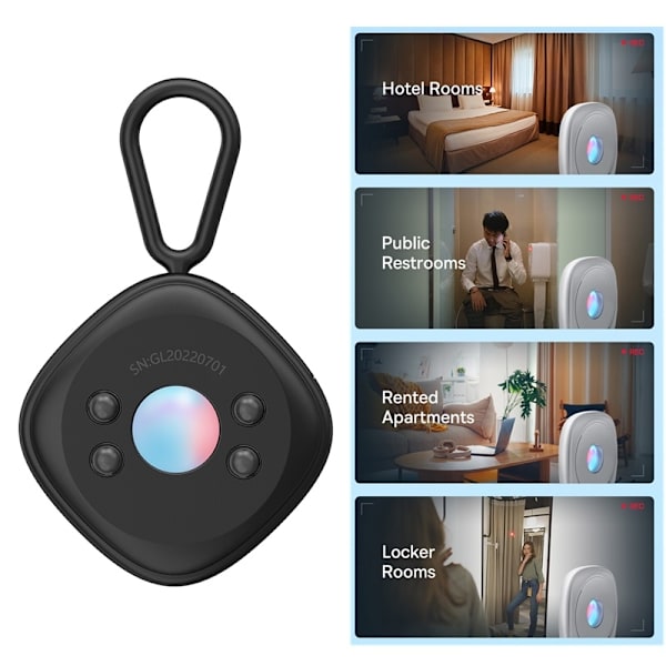 Dold kameradetektor, Mini Travel gömd spionkamera Infraröd Detektor Black