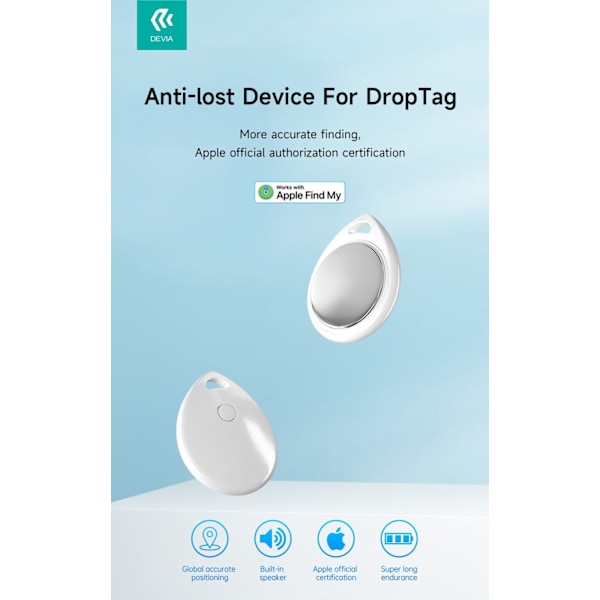 Devia anti loss locator Lite Tag MFI, realtidsspårning, vattentät, plånbok, nyckel, barn, husdjur White