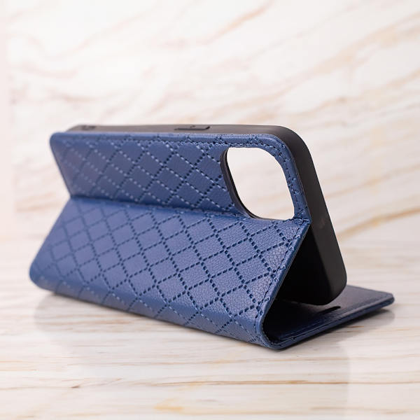 iPhone 15 - Smart Caro Mobilplånbok Marinblå Marine blue