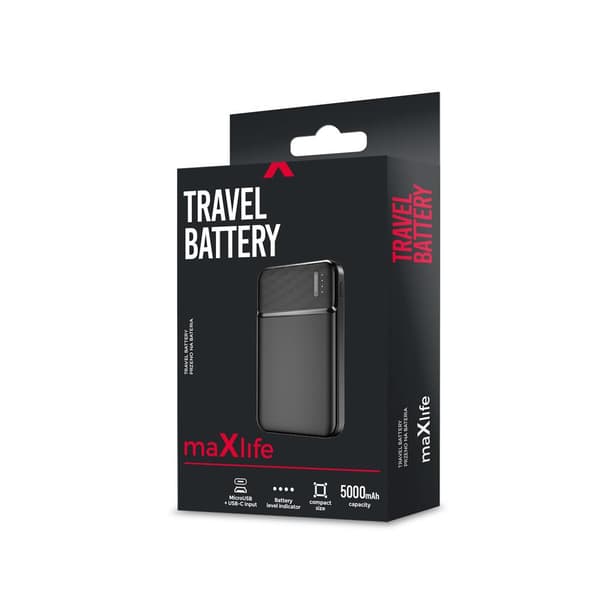 Maxlife Powerbank USB-C 5000Mah X2 Fast Charge Black