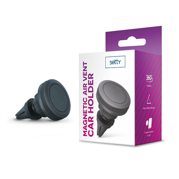 Magnetisk montering MOBILHOLDER Til Ventilation Med 360 ROTATION Black
